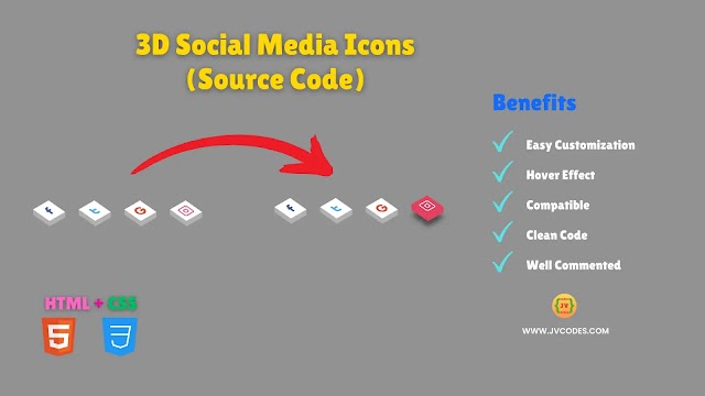 3D Social Media Icons Using HTML and CSS (Free Source Code)