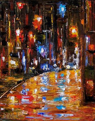 Night+cityscape+painting. Labels: abstract cityscape, night city art,