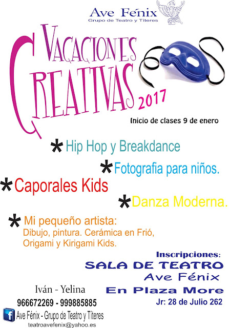 VACACIONES CREATIVAS 2017. con Ave Fénix Teatro