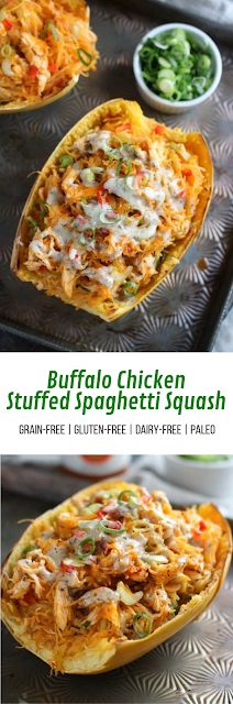 Buffalo Chicken Stuffed Spaghetti Squash