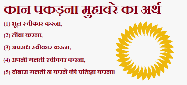 कान पकड़ना मुहावरे का अर्थ और वाक्य प्रयोग 