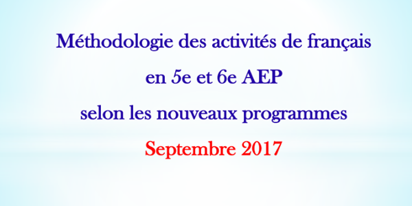 Méthodolgie des activités de français en 5e et 6e AEP 