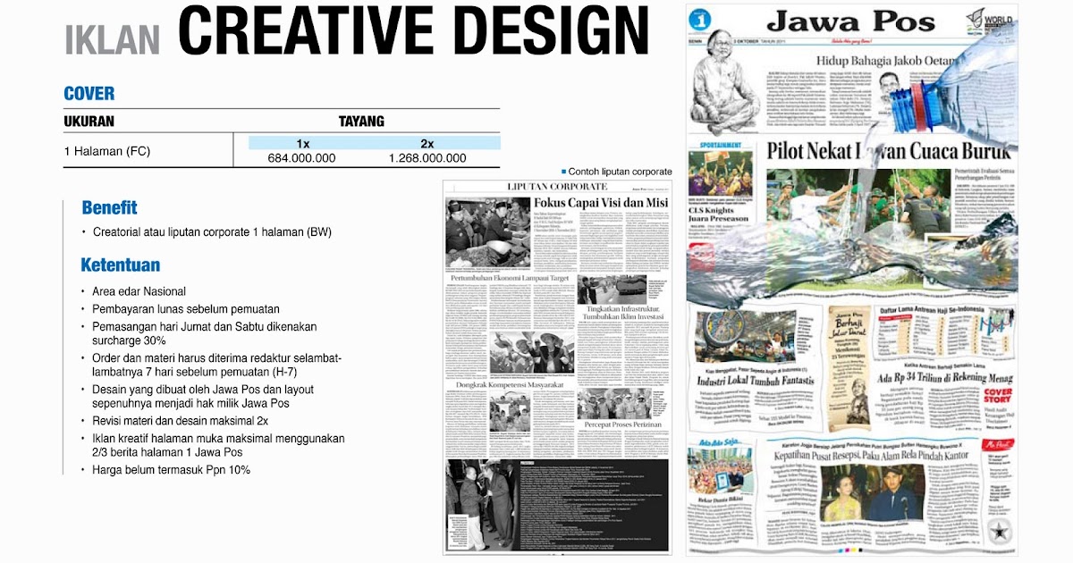 Harga Iklan Creative Ads ~ Jawa Pos Koran  Pasang Iklan 