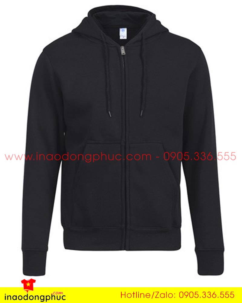 Áo nỉ Hoodie Zip màu đen