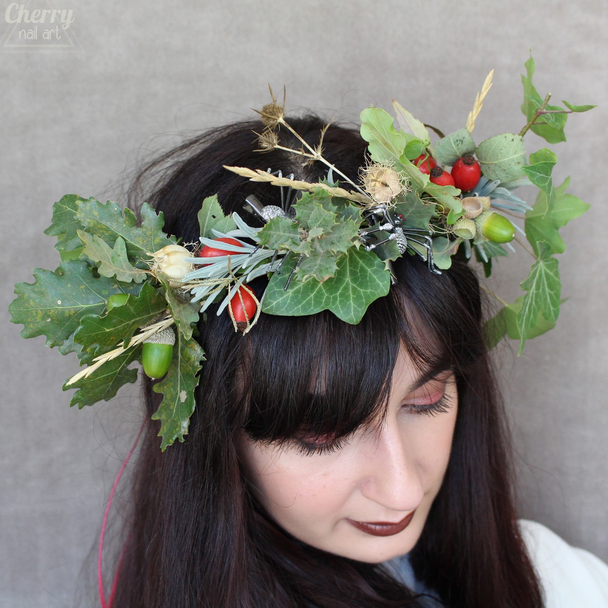 DIY-couronne-cheveux-halloween-automne-fleurs-feuilles-naturelles