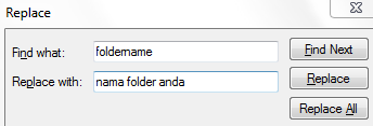 Ganti tulisan foldername secara serentak