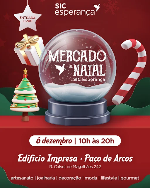 Mercado de Natal SIC Esperança dia 6 de dezembro no Edifício Impresa