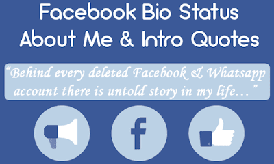 Most inspiring Facebook profile quotes for your cool Facebook bio. You can find things like short posts about this site, facebook profile quotes, funny and creative facebook bio status and awesome intro quotes for making unique profile & get best bio idea, intro. Facebook Bio Status, About Me & Intro Quotes – Short Bio, Funny & Clever