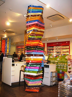 Tower of outsize models of Ritter Sport