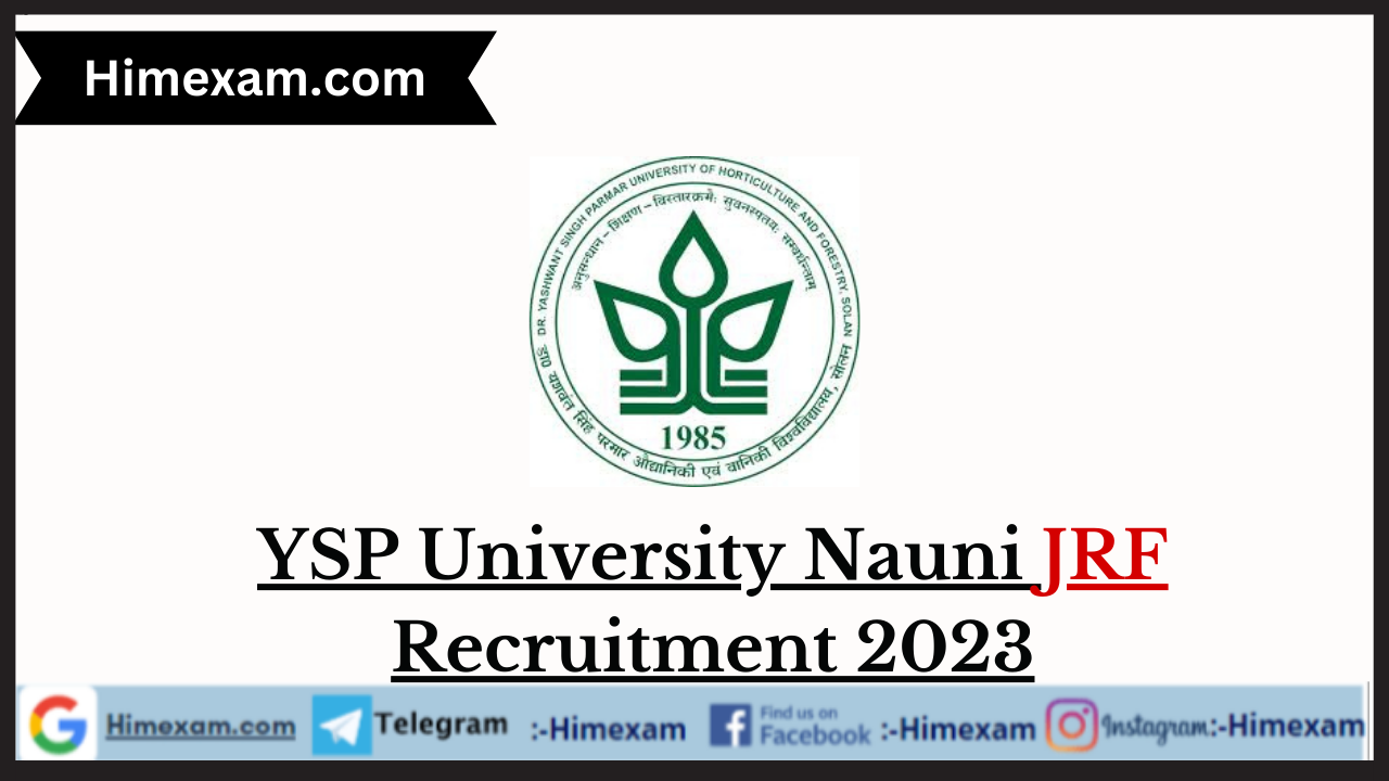 YSP University Nauni JRF Recruitment 2023