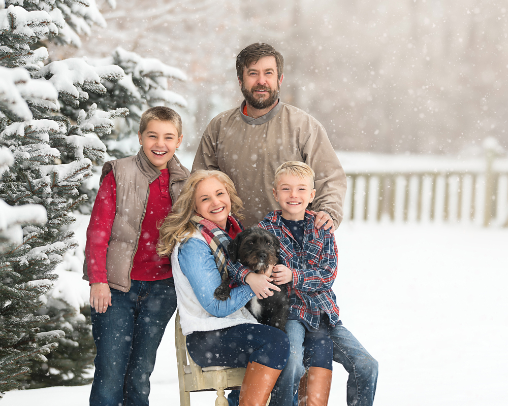 Outdoor winter family photo DeKalb Sycamore IL Photographer