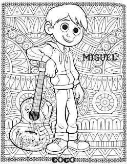 Coco coloring pages | Coco movie coloring mandala