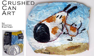 crushed can art,kaufman,painting,upcycle,recycle