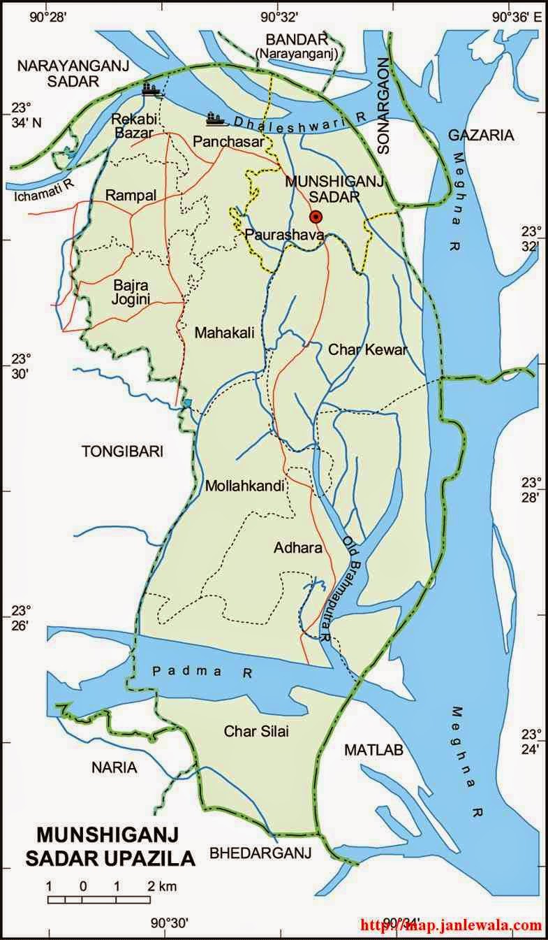 munshiganj sadar upazila map of bangladesh