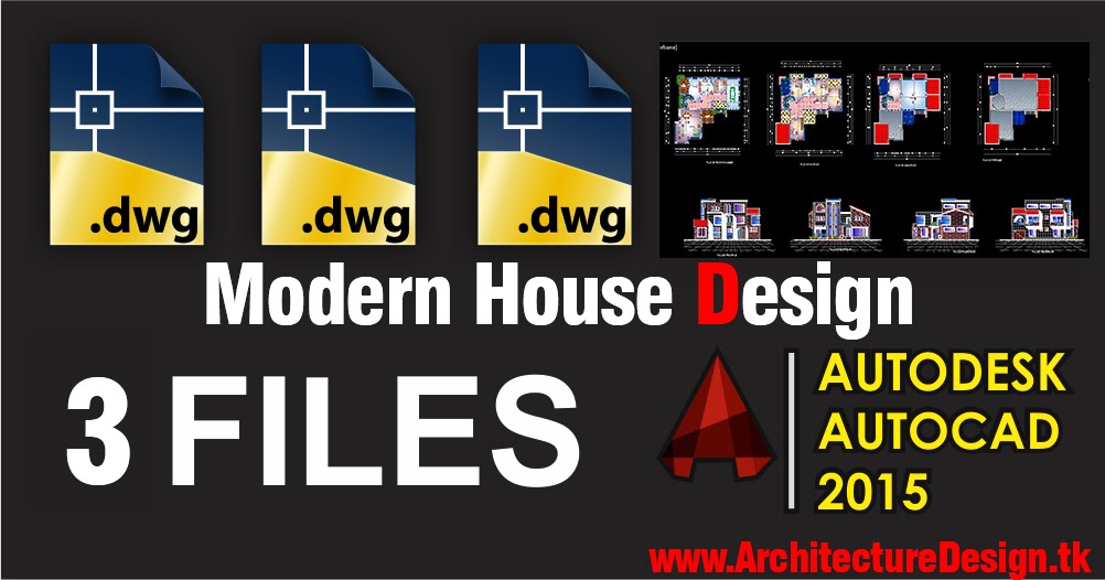  Free  3 Modern  Houses  Design  Dwg  02 Architecture Design  