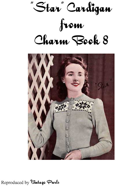 Free 1940's Knitting - Charm Star Cardigan Pattern