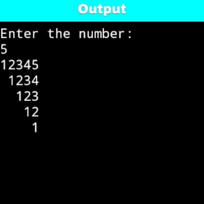 C program to print inverted half left side of the pyramid number pattern