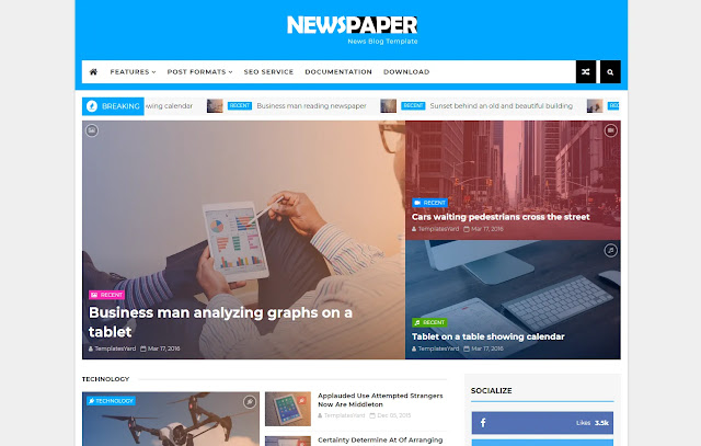 Newspaper Responsive Magazine News Portal Blogger Template Theme