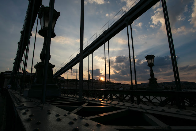 Ponte delle catene al tramonto-Budapest