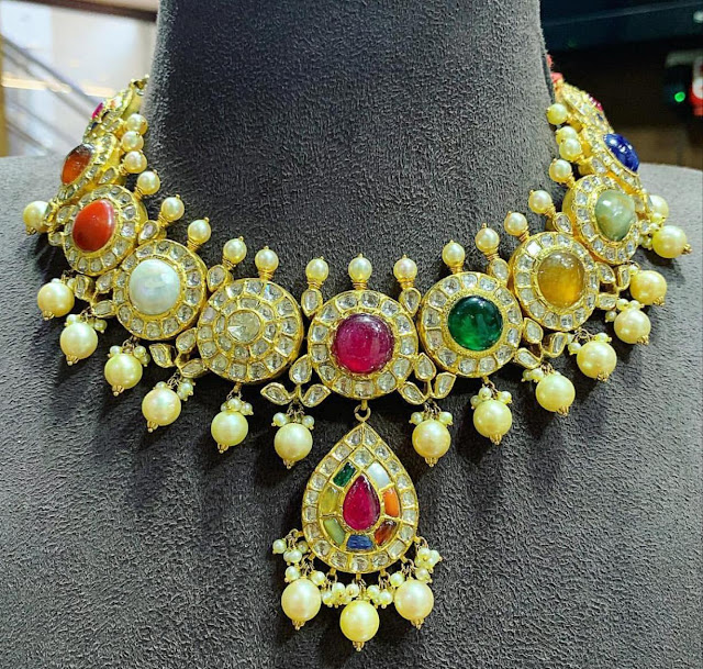 Navaratan Polki Chokers by Satyanarayana Jewellers