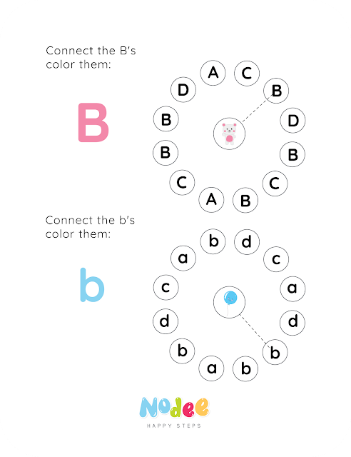 Letter B worksheets for Kids - The Bear and The Balloon