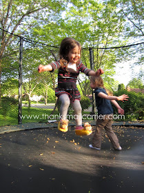 jumping on the trampoline