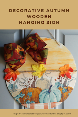 A completed Autumn hanging sign with title in photo for pinning to Pinterest