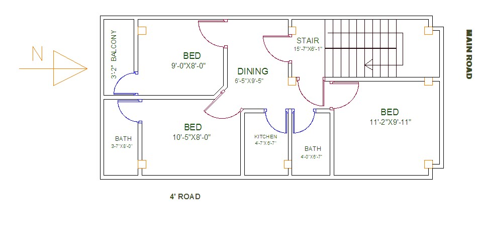 Civil Engineering A plan of home Having 17ft 3inX 36ft 