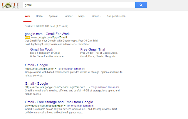 pencarian gmail di mesin pencari google