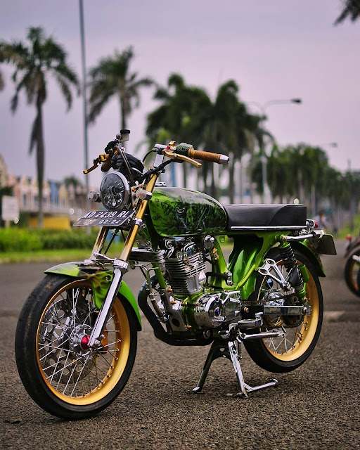 Gambar HD Modifikasi Honda CB 100 Warna Hijau Terbaru