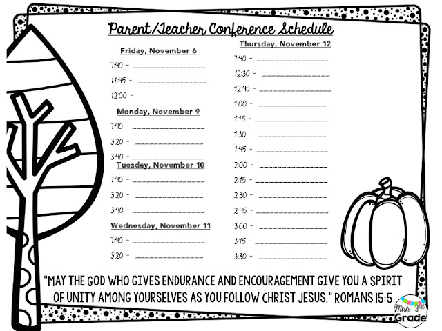 A fun way to display your parent teacher conferences to keep you and others on schedule