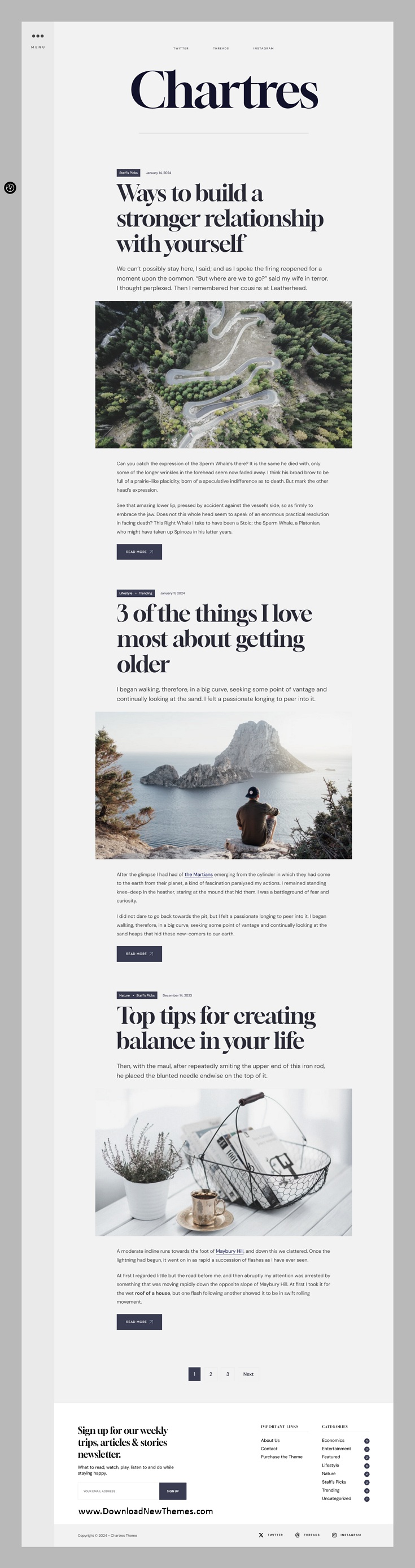 Chartres - Timeless Minimalist Blog Theme Review