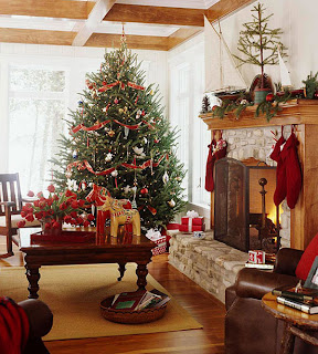 woody room and decorated trees Marry Christmas Living Room Ideas