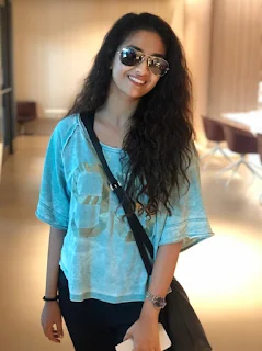 Keerthy Suresh in Blue Color T-Shirt with Cute Smile for SIIMA Awards 2019 1