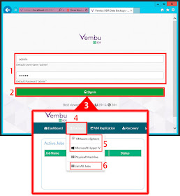 Consola Web de Vembu BDR - List all jobs.