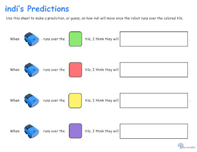 Sphero indi activity card asking students to make a prediction about the color codes.