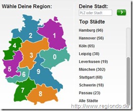 Wahl der Region
