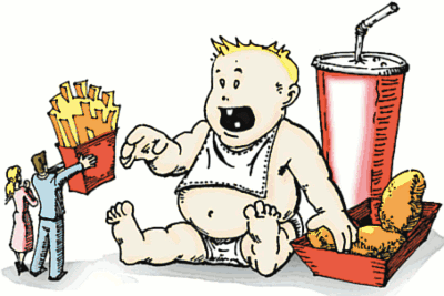 Forældre med fast food til stærkt overvægtig barn
