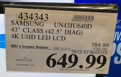 Deal for the  Samsung UN43JU640D 43-inch tv at Costco