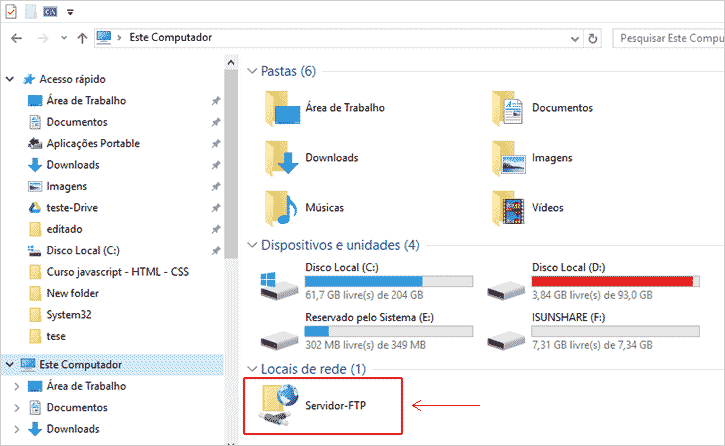 Acessando FTP pelo Explorador de Arquivos do Windows 10