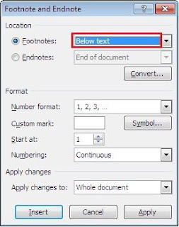 Cara Membuat dan Mengatur Posisi Garis Footnote di Ms Word 2007