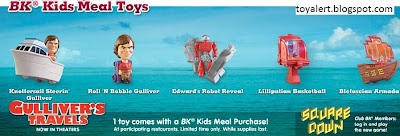 Burger King Gullivers Travels Kids Meal Toys - Set of 6 Toys - Roll 'n Bobble Gulliver, Knotfersail Steering Gulliver, Edward's Robot Reveal, Gulliver's Travel Log, Lilliputian Basketball, Blefuscian Armada Ship