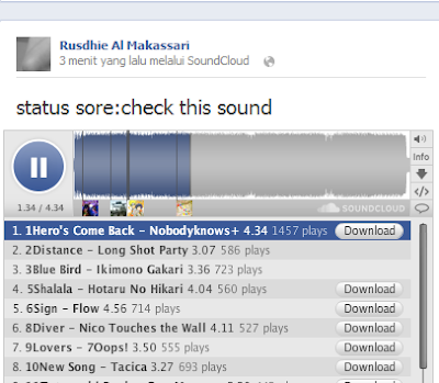 Update Status Lagu Di Facebook Via Soundcloud