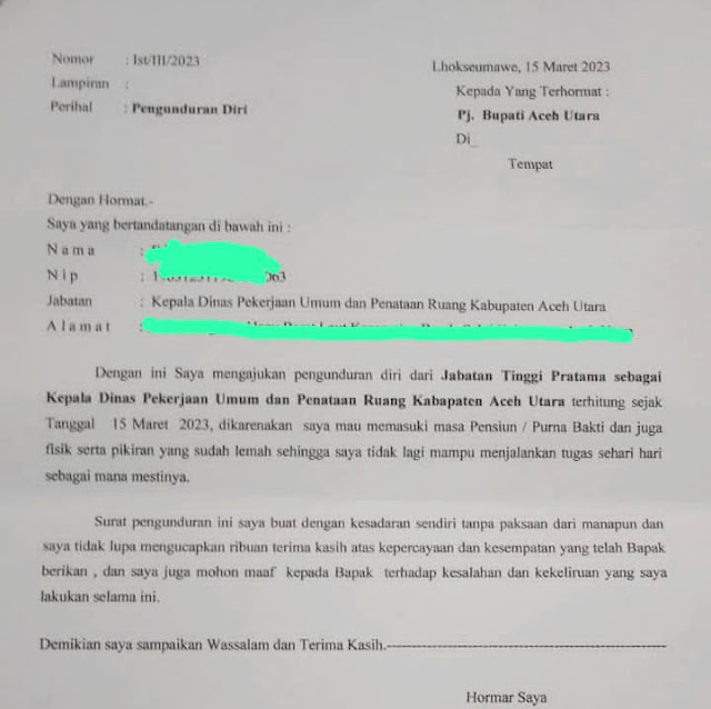 Pj Bupati Aceh Utara Dinilai Terlalu Serakah, Kadis PUPR Mengundurkan Diri