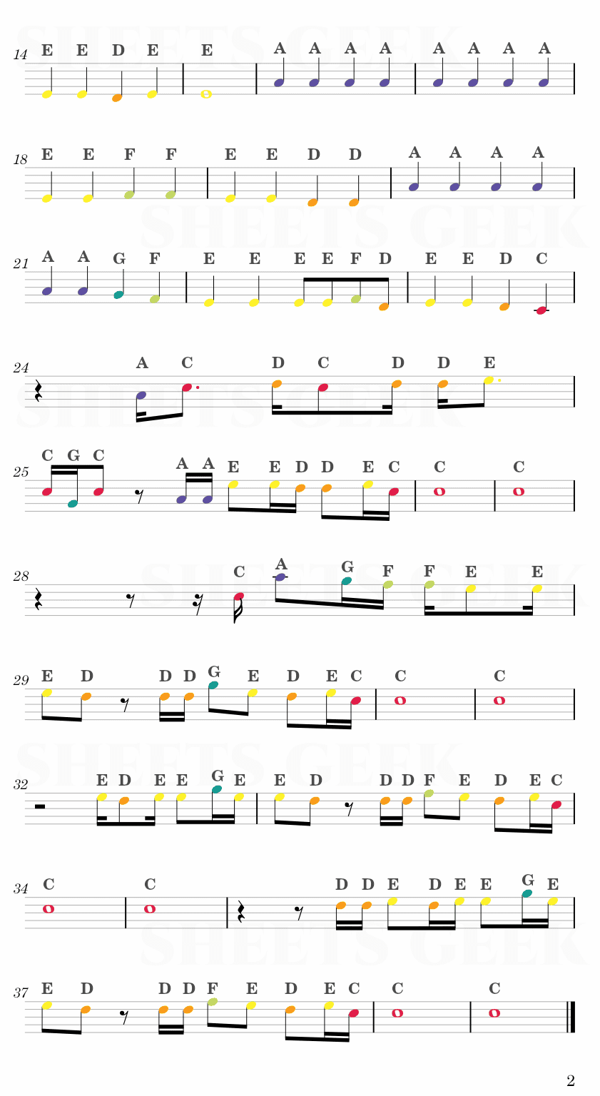 November Rain - Guns N' Roses Easy Sheet Music Free for piano, keyboard, flute, violin, sax, cello page 2