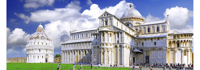 Pisa Campo dei Miracoli Storia dell'Arte Architettura Romanica Romanico in Toscana Duomo di Santa Maria Assunta Battistero di San Giovanni la torre