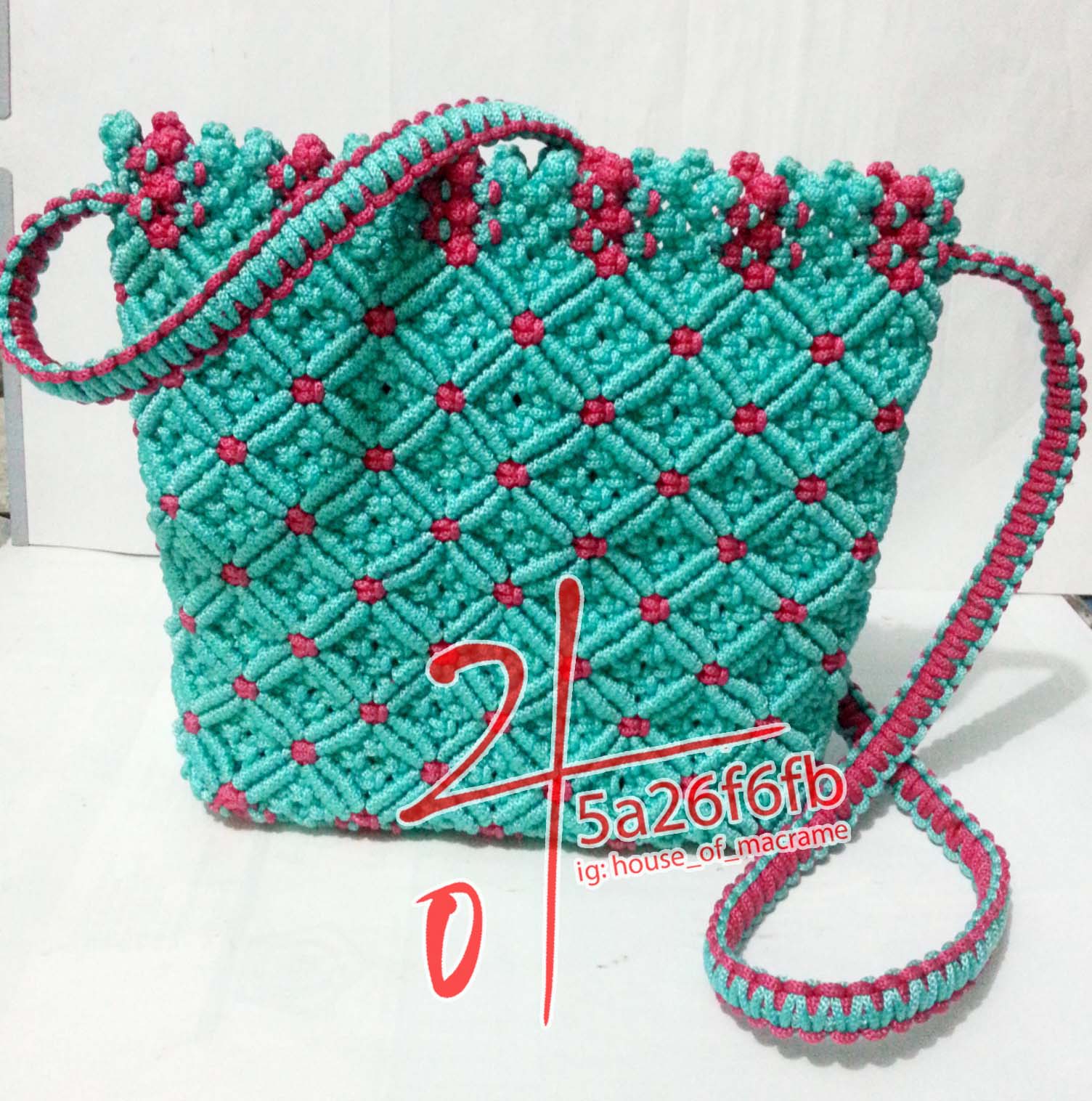  Tas  Tali Kur Motif  Seribu Bintang Warna Hijau Tosca Muda 