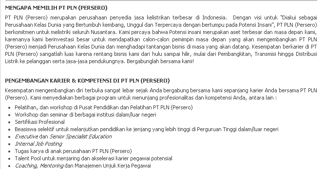 5 Lowongan Kerja BUMN PLN (Persero) Terbaru 2017 - 2018 