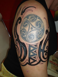 Japanese Celtic and Tribal Tattoo Design on Side Hand