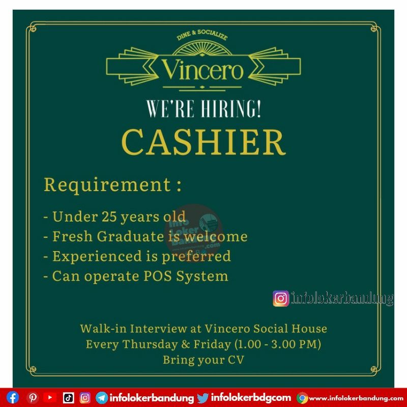 Walk In Interview Vincero Social House Bandung April 2022